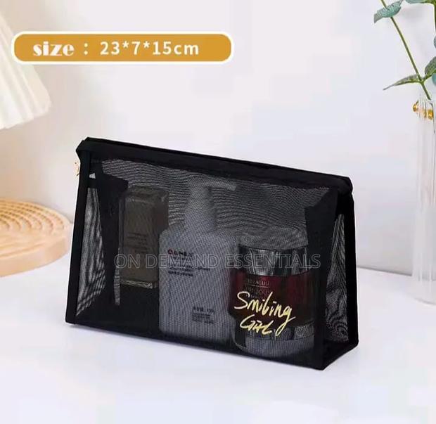 5pcs Travel Black Mesh Cosmetic Bags - thumbnail 3