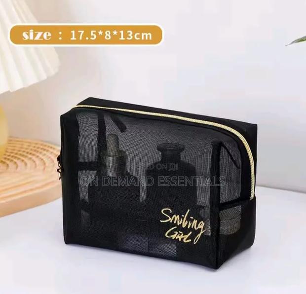 5pcs Travel Black Mesh Cosmetic Bags - thumbnail 5