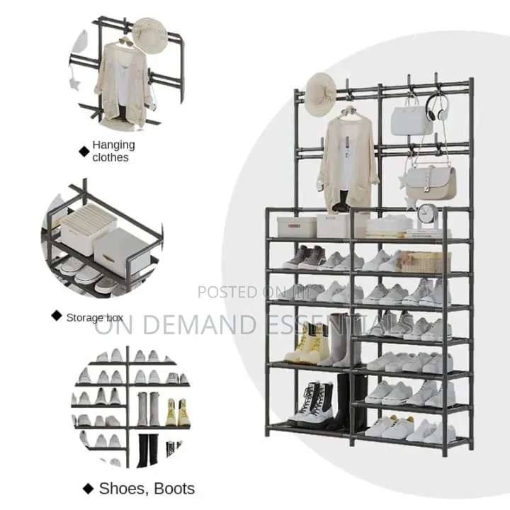 Multi Functional Double Row Shoe Rack