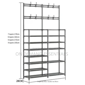 Multi Functional Double Row Shoe Rack