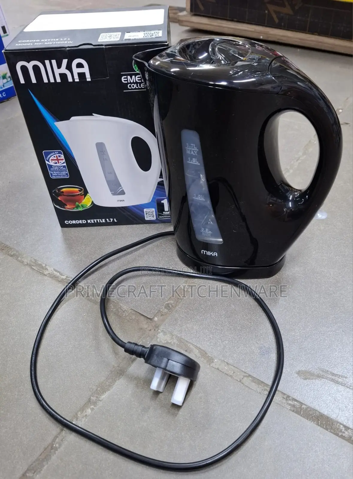 Mika 1.7L Corded Electric Kettle Black