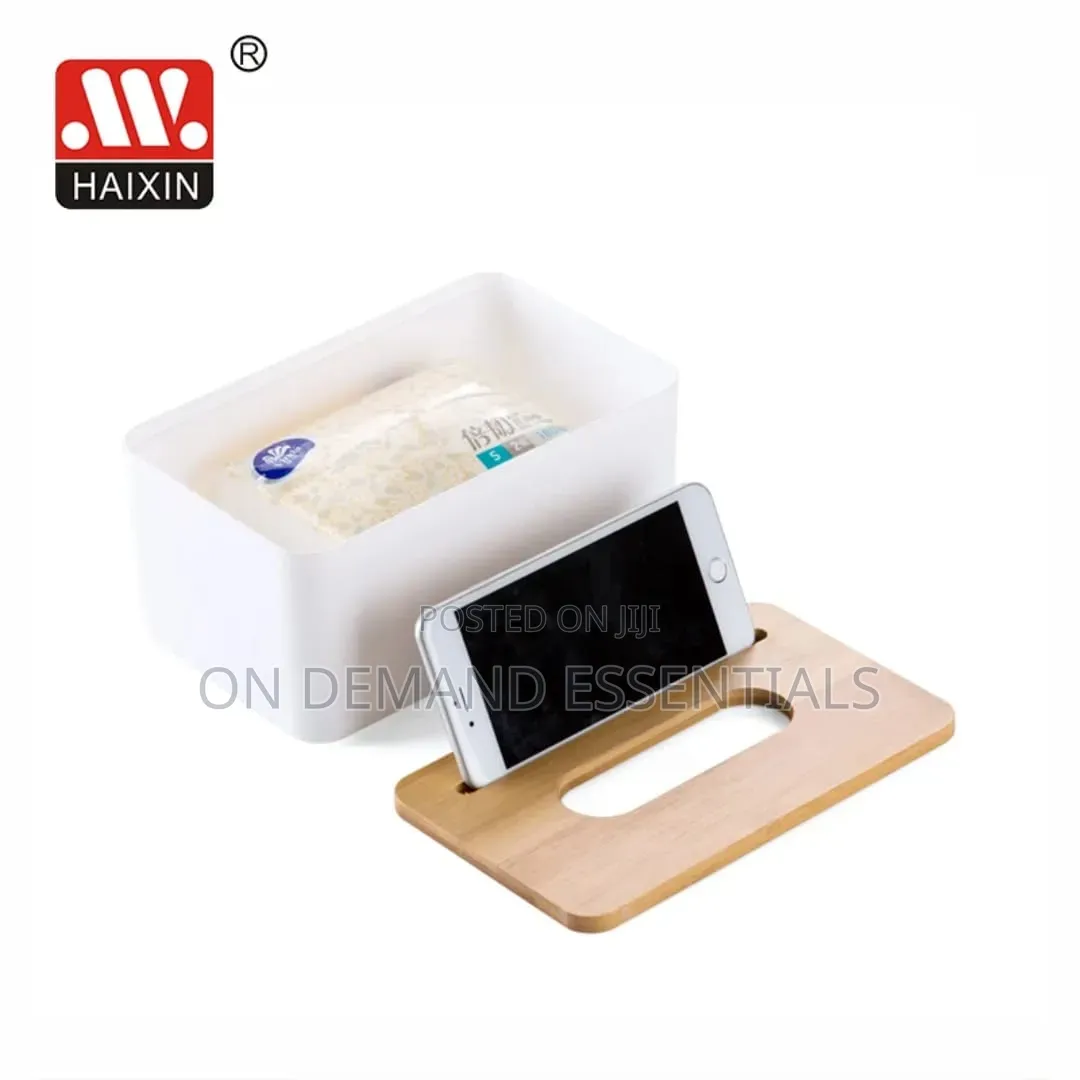 Napkin/ Serviette Holder With Bamboo Wood Cover