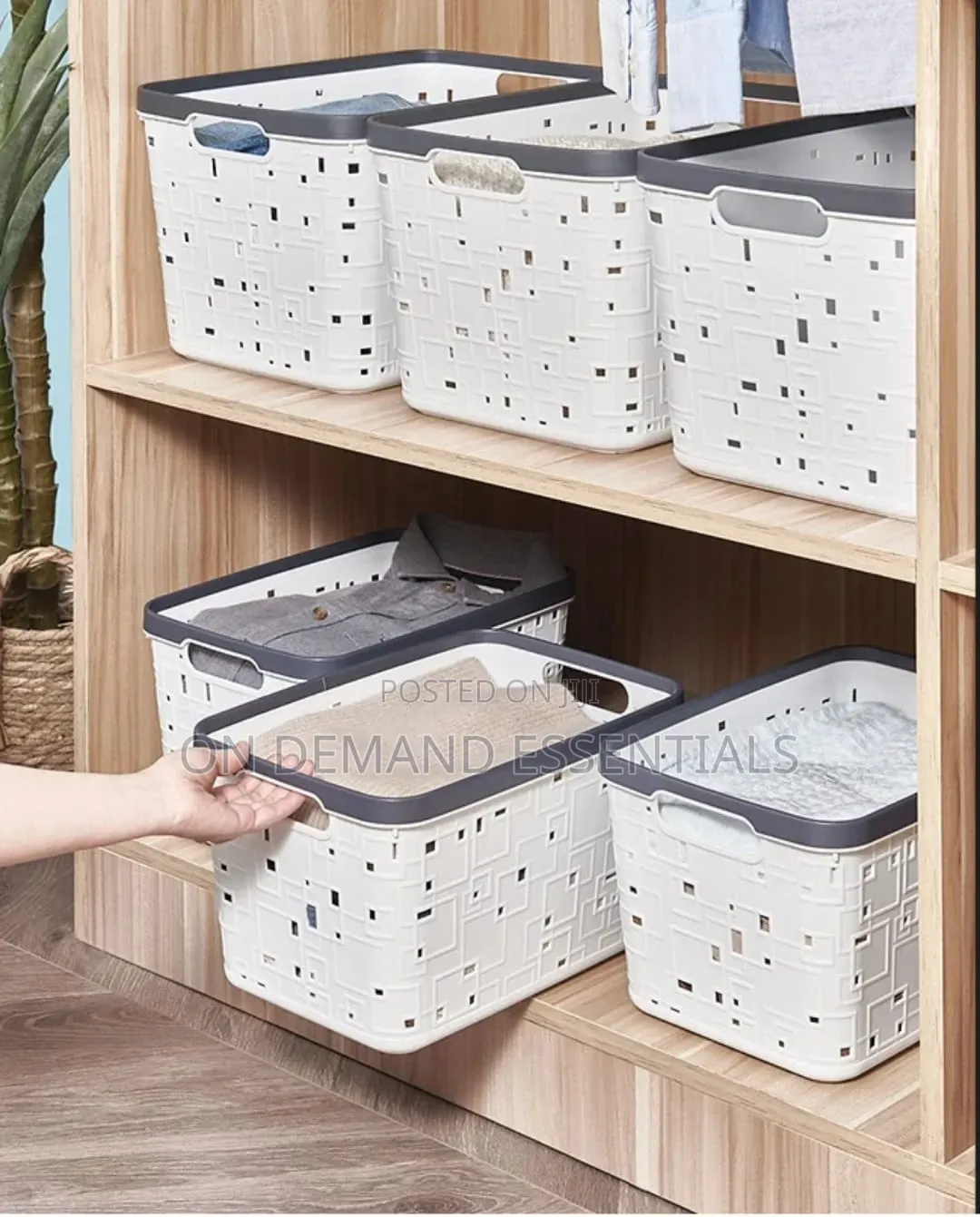 Large Binded Plastic Storage Basket