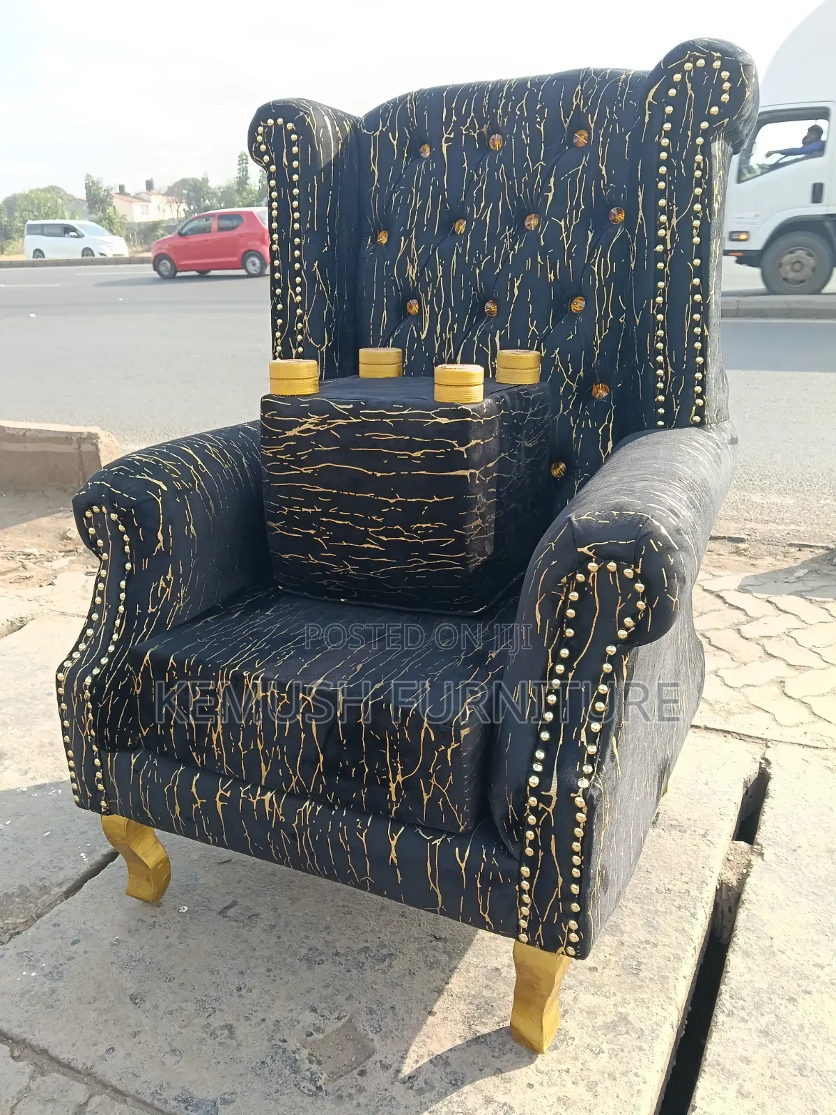 King Chair Black and Gold in Colour