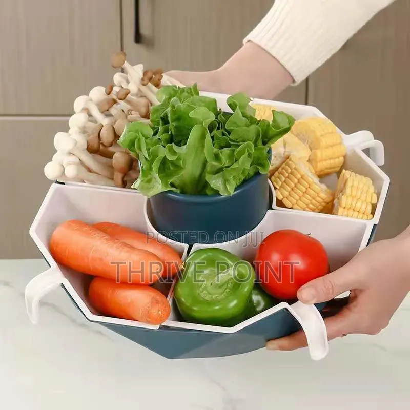 Multifunctional 5 Slot Rotating Vegetable Preparational Bowl
