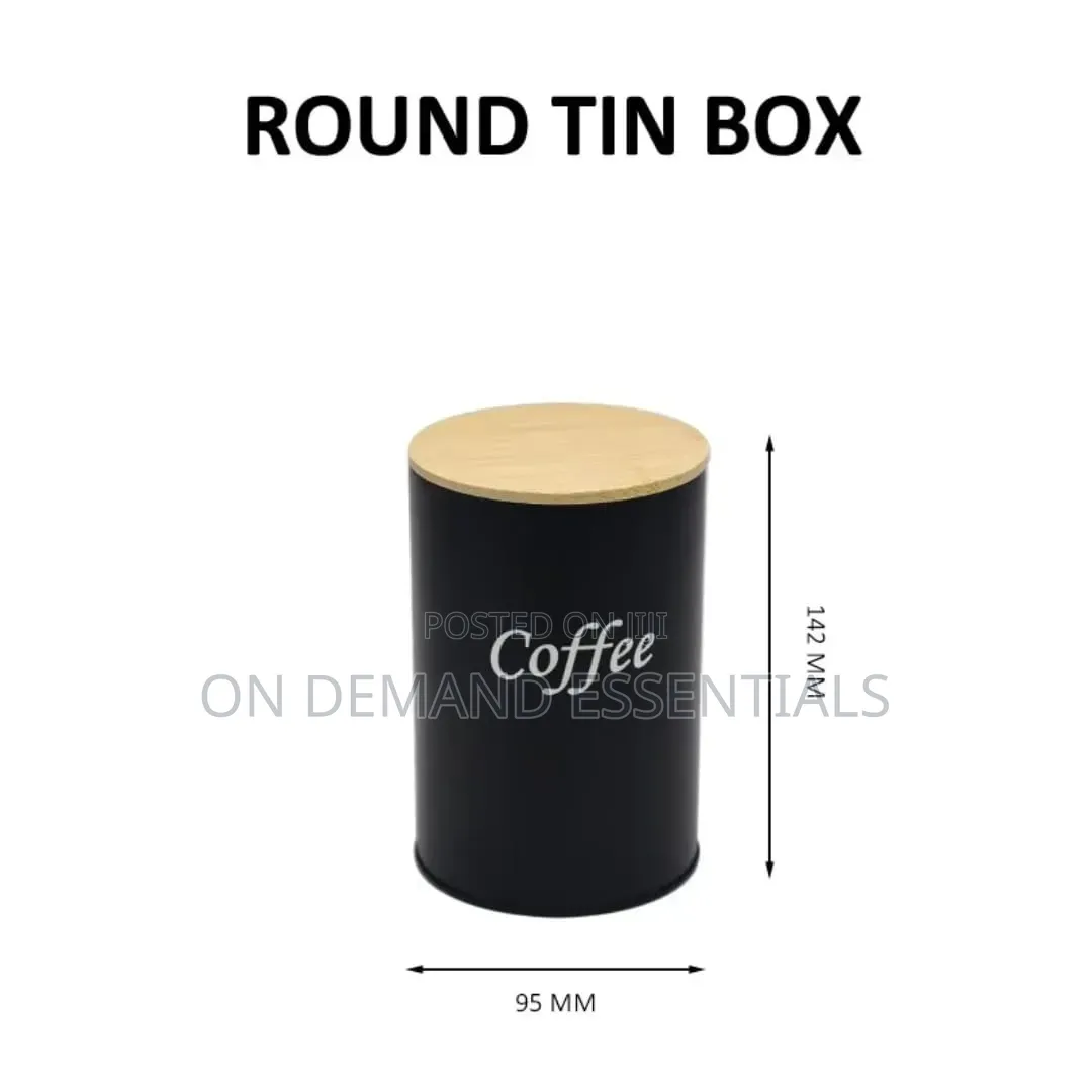 Coffee, Sugar Tea Alloy Metal Canisters With a Bamboo Lid