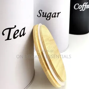 Coffee, Sugar Tea Alloy Metal Canisters With a Bamboo Lid