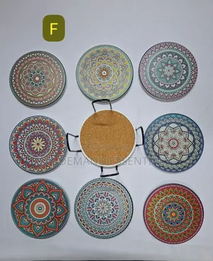 8Pcs Ethnic Style Ceramic Coasters
