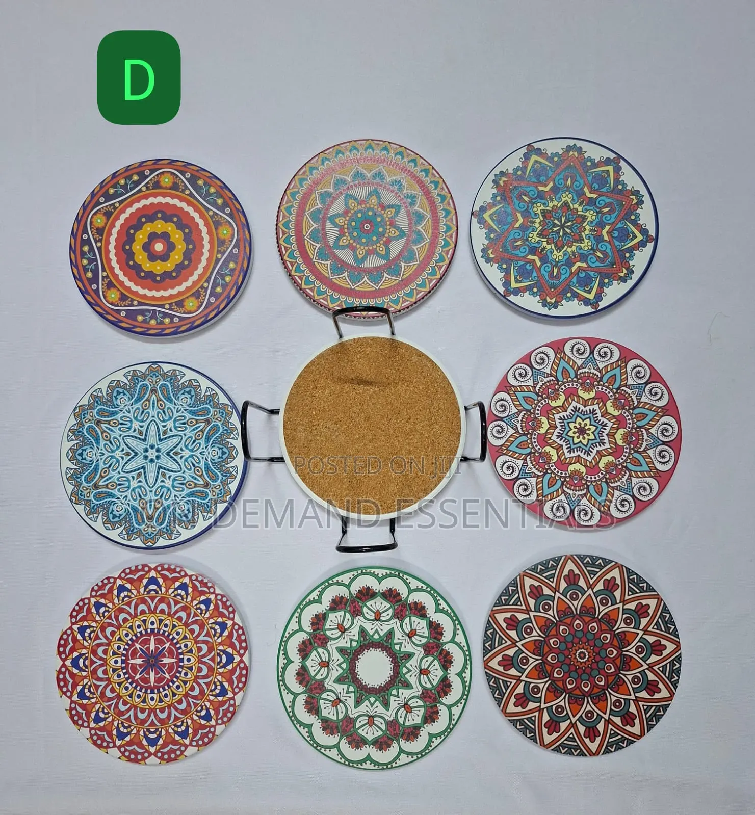 8Pcs Ethnic Style Ceramic Coasters