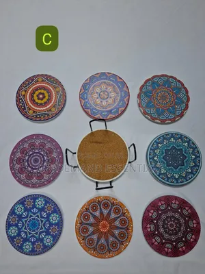 8Pcs Ethnic Style Ceramic Coasters