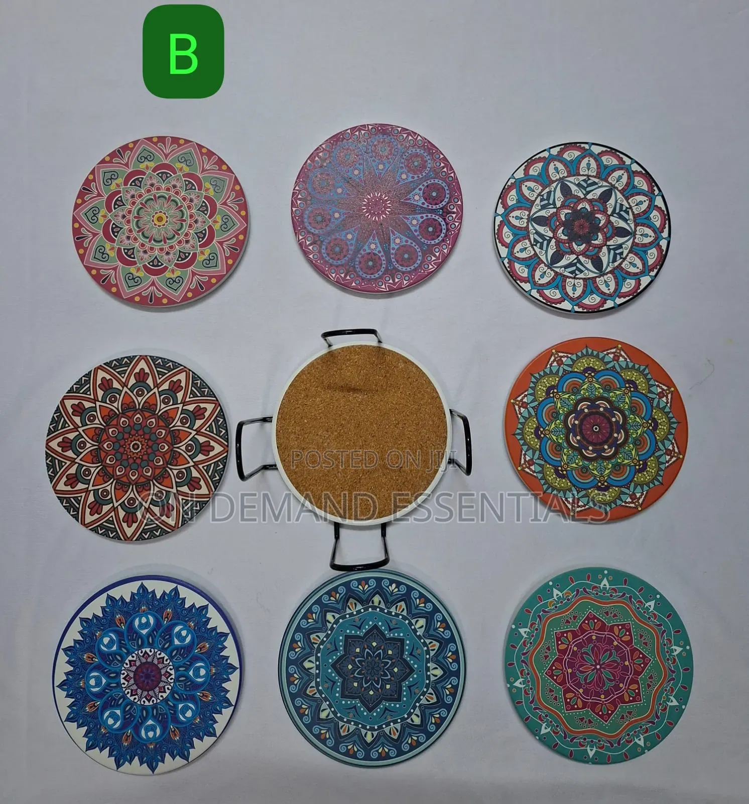 8Pcs Ethnic Style Ceramic Coasters
