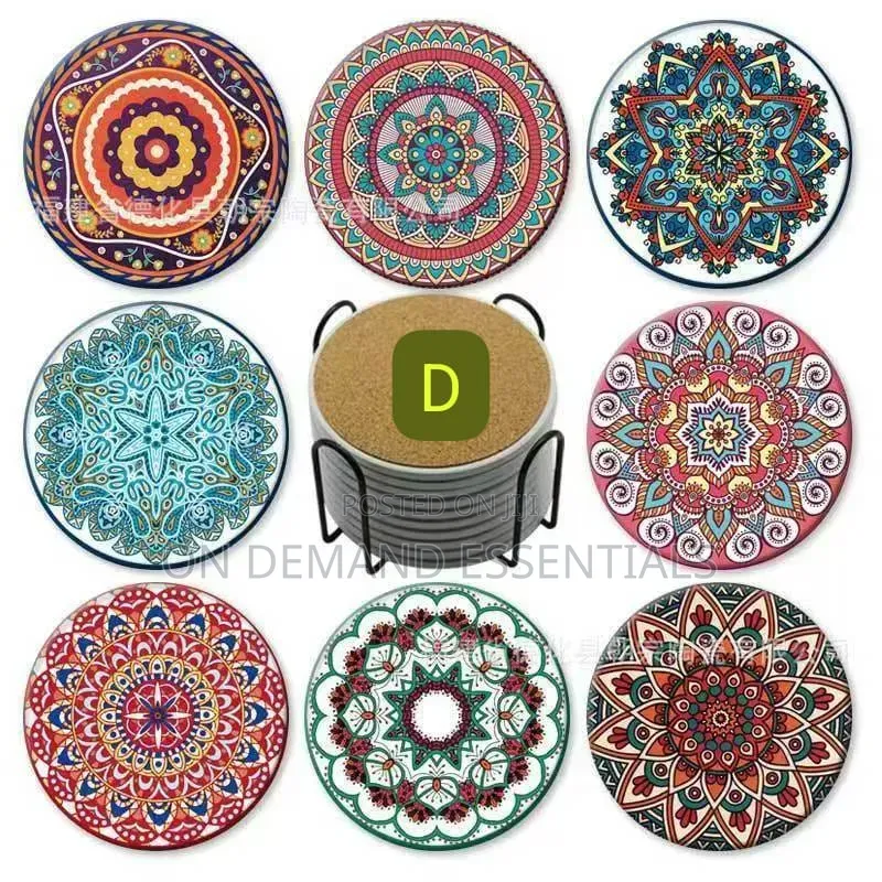 8Pcs Ethnic Style Ceramic Coasters