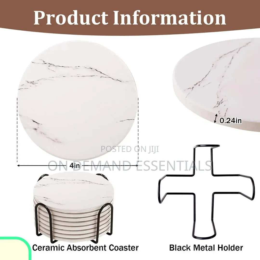 6 PCS Marble Style Ceramic Coasters