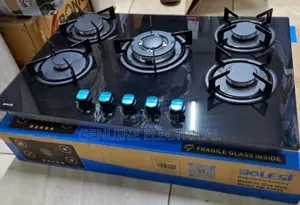 New Bolesi Inbuilt 5 Burner Full Gas Tampared Glass Cooker (Inbuilt)