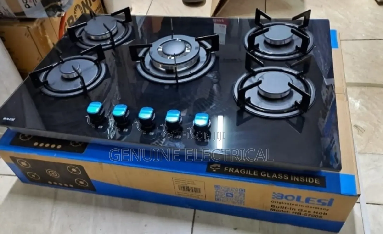 New Bolesi Inbuilt 5 Burner Full Gas Tampared Glass Cooker (Inbuilt)
