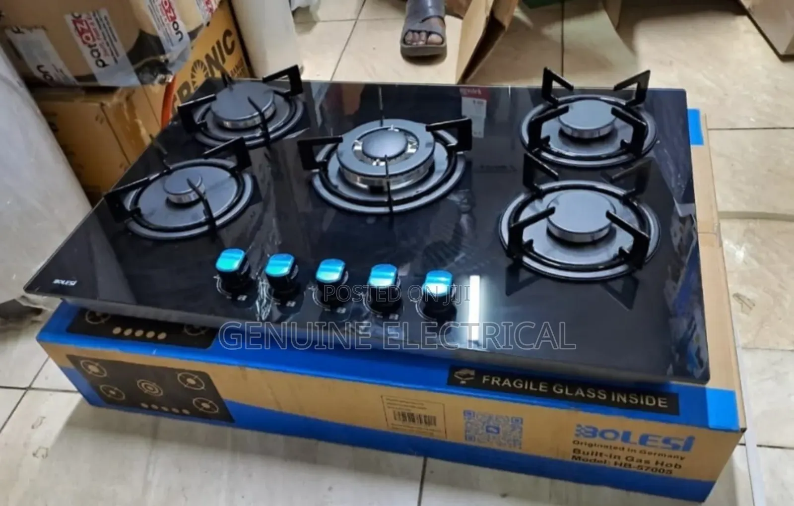 Bolesi Inbuilt 5 Burner Full Gas Tampared Glass Cooker (Inbuilt)5burn
