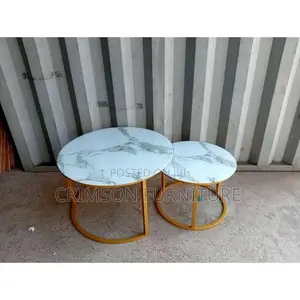 Glass Marble-Effect Nesting Coffee Table