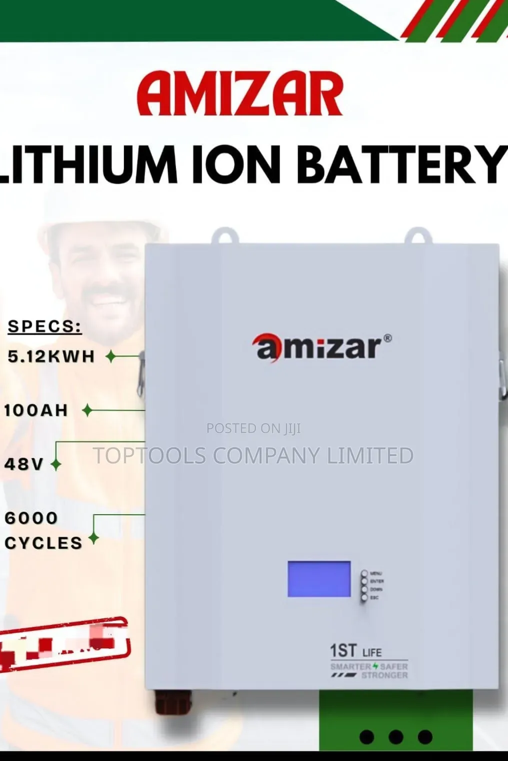 Amizar Lithium Ion Battery 5.12kwh 48v
