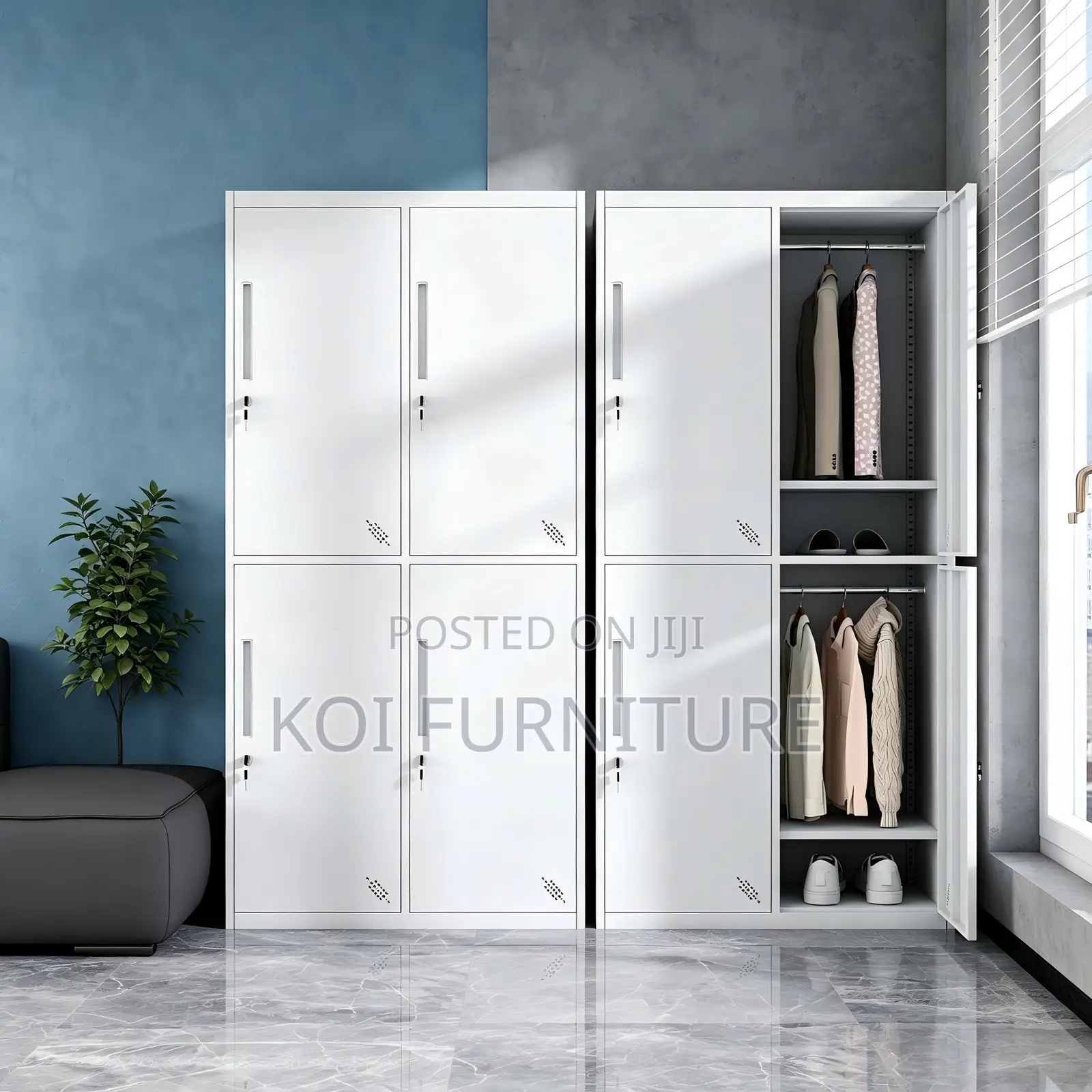 Office Cabinet; Four Locks Steel Grey Storage Locker Cabinet