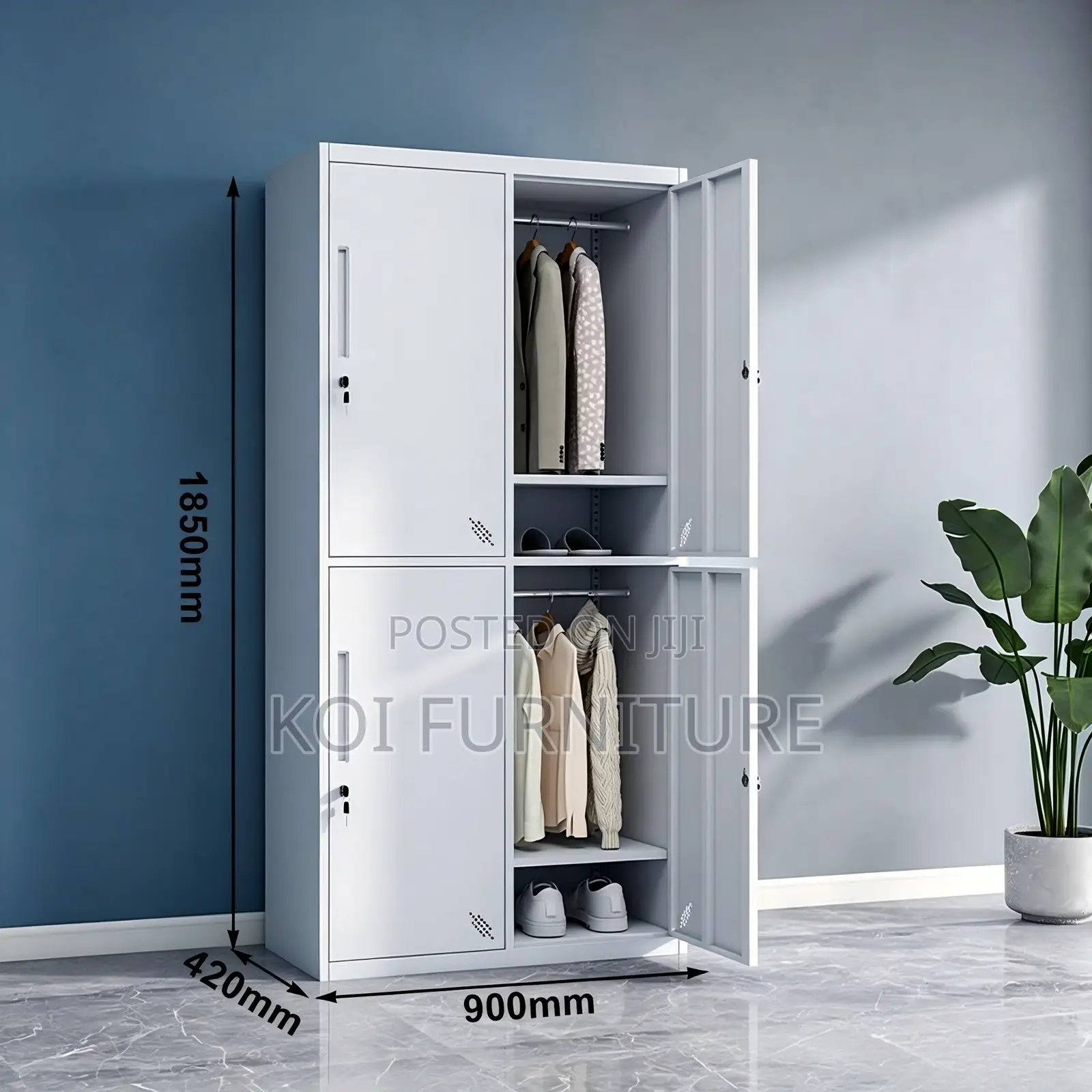Office Cabinet; Four Locks Steel Grey Storage Locker Cabinet