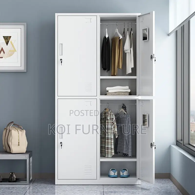 Office Cabinet; Four Locks Steel Grey Storage Locker Cabinet