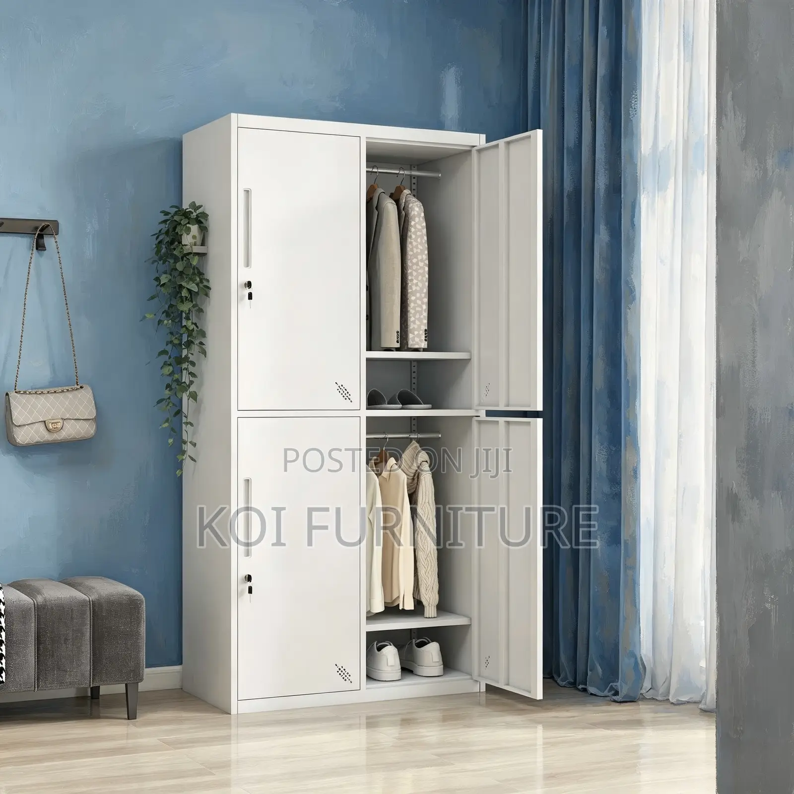 Office Cabinet; Four Locks Steel Grey Storage Locker Cabinet