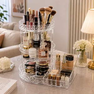 Diamond Pattern Desktop Transparent Acrylic Skin Care Storage Rack
