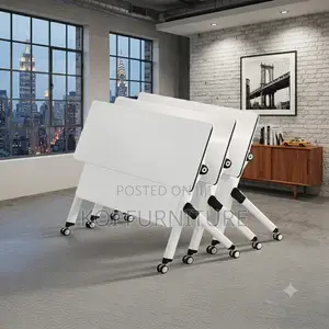 Office Table; Foldable White Conference Convenience Meeting