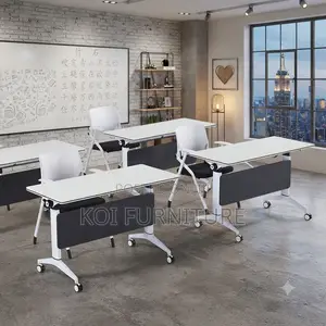 Office Table; Foldable White Conference Convenience Meeting