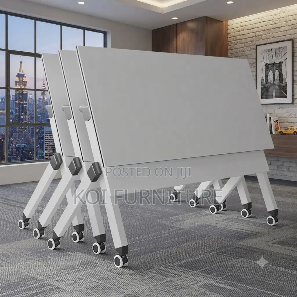 Office Table; Foldable White Conference Convenience Meeting