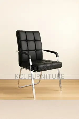 Office Chairs; Mid Back Leather Visitors Chairs With Armrests