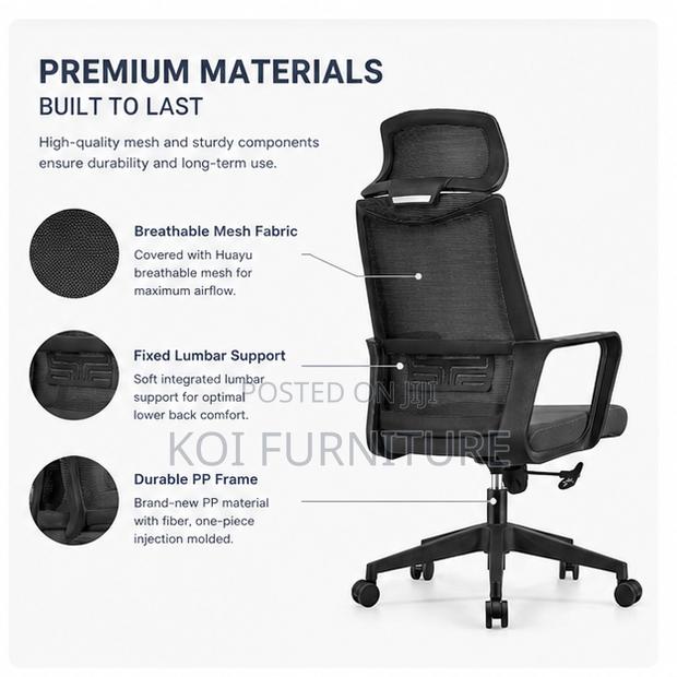 Office Chairs; Mesh Backrest Office Work Seat for Desks - thumbnail 2
