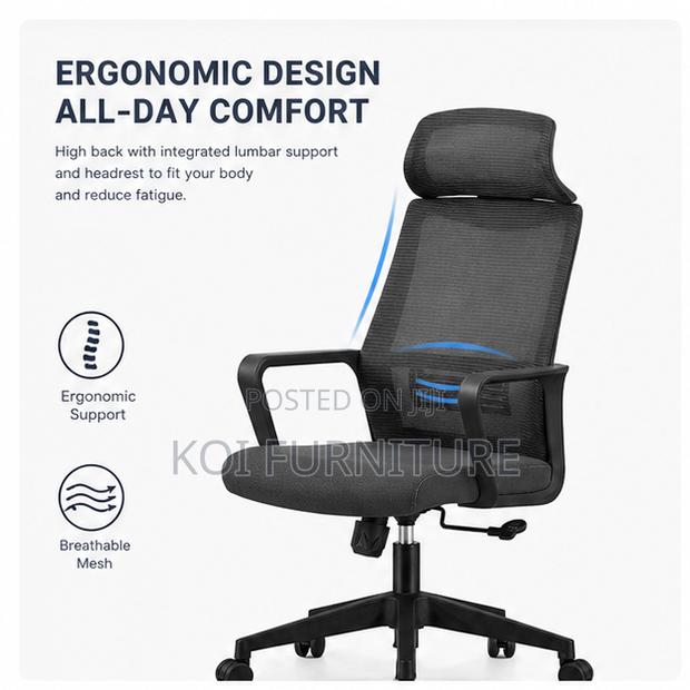 Office Chairs; Mesh Backrest Office Work Seat for Desks - thumbnail 4