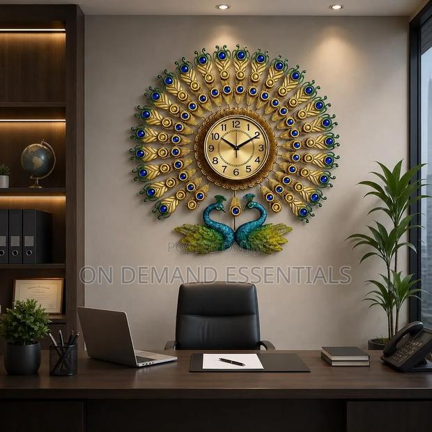 Double Head Peacock Wall Clock - main view