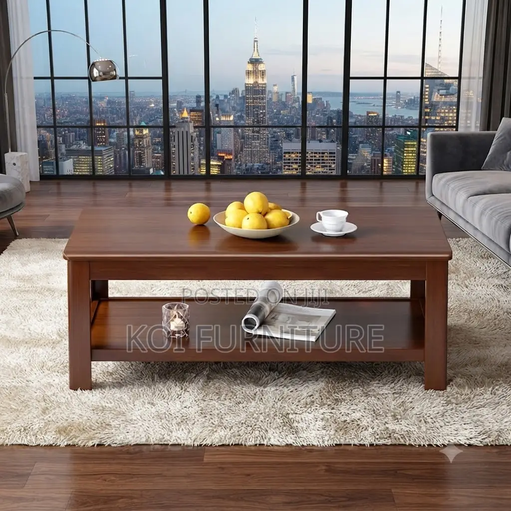 Coffee Table; Executive Natural Log Wooden Mahogany Coffee Table