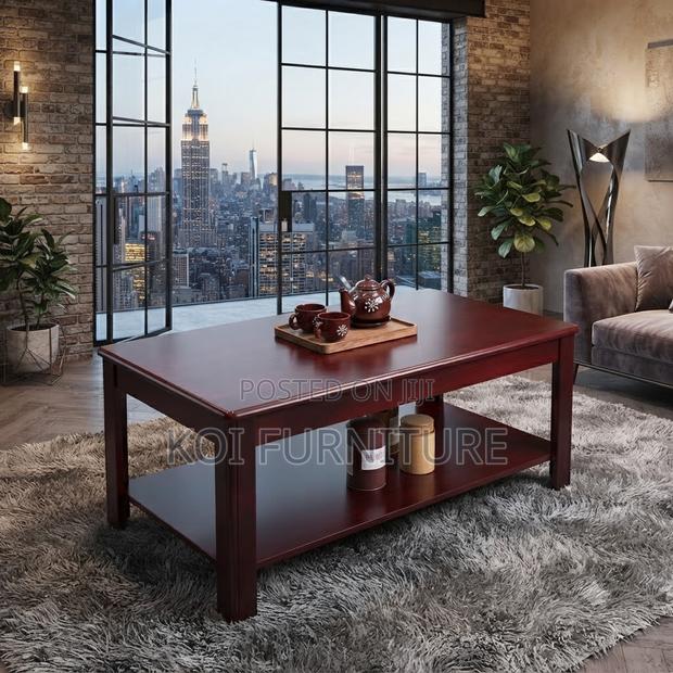 Coffee Table; Executive Natural Log Wooden Mahogany Coffee Table - thumbnail 3