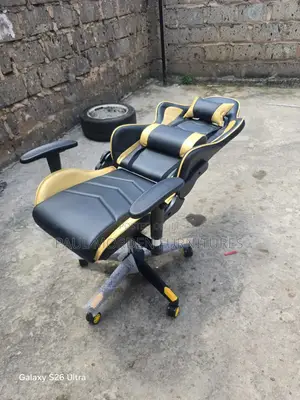 Yellow Black Pure Leather Gaming Chair