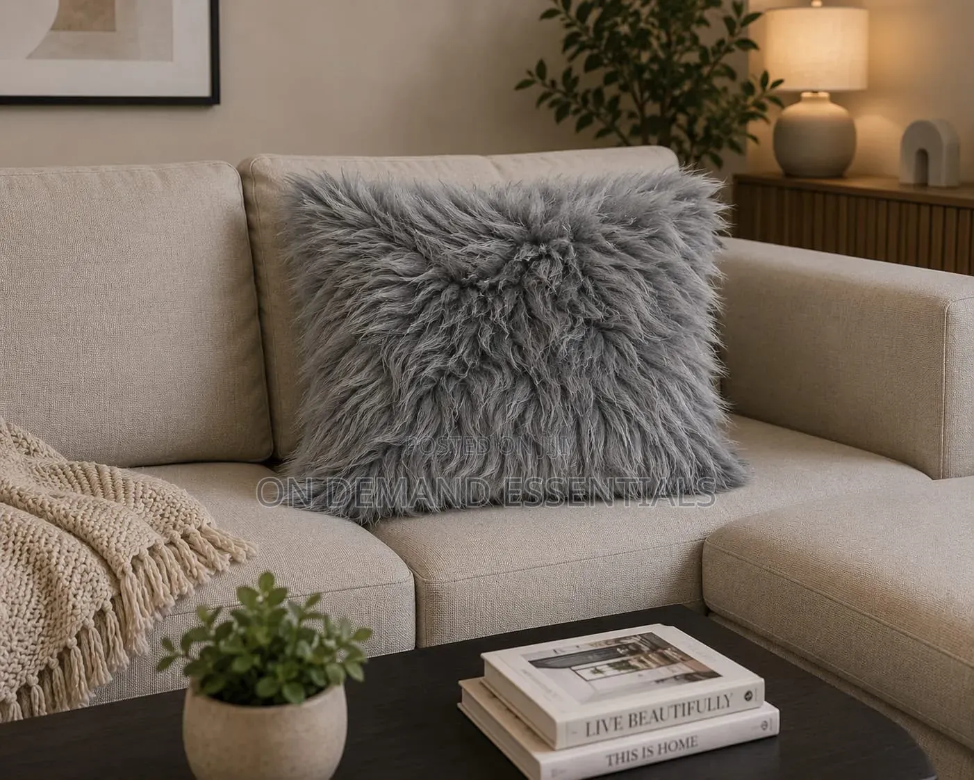 Simple Imitation Wool Plush Cushion Pillow Cover