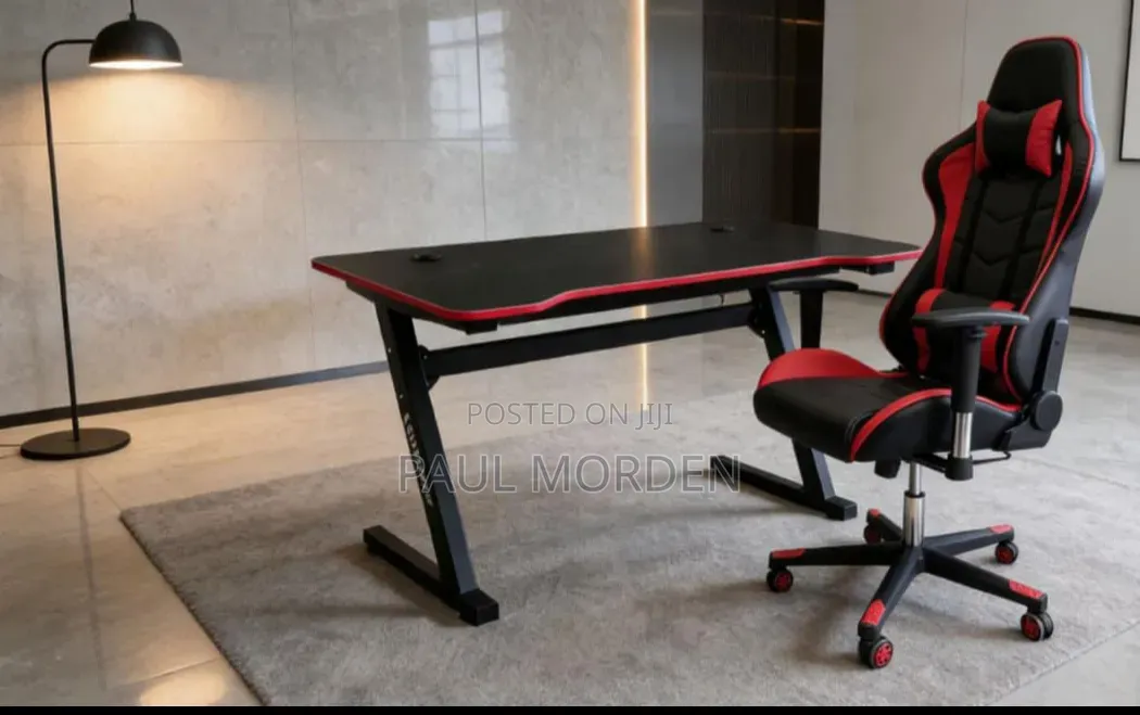 LED Lights Home Office Red Black Gaming Desk /120cm140cm