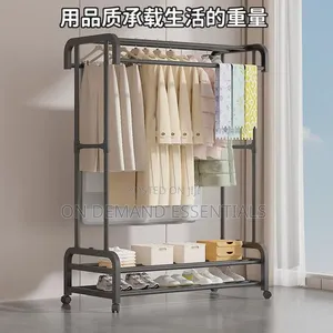 Double Pole Wheeled Multifunctional Clothes Drying Rack