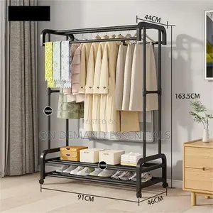 Double Pole Wheeled Multifunctional Clothes Drying Rack