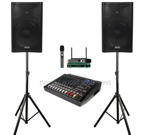 Max 8 Channels Full Sound- (2) 15" Mid Speakers - Wireless Microphone