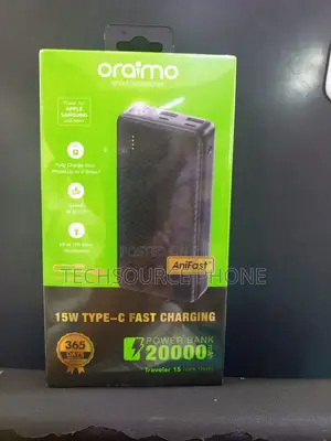20000mAh Fast Charging Oraimo Power Bank-Black With Free Type C Cable