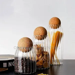 3pcs Glass Spice Jar With Bamboo Lid