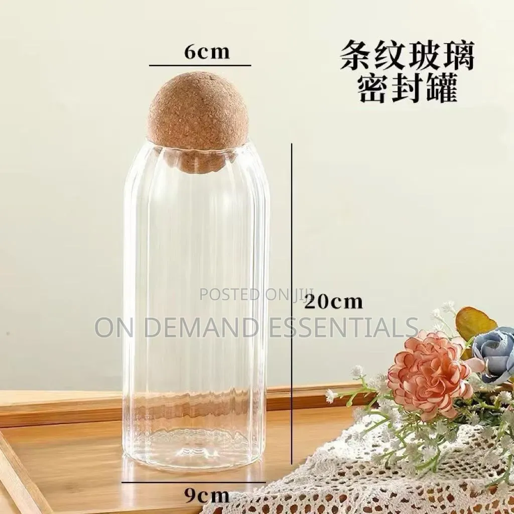 3pcs Glass Spice Jar With Bamboo Lid
