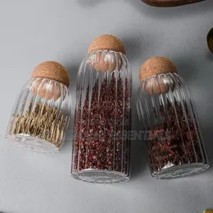 3pcs Glass Spice Jar With Bamboo Lid
