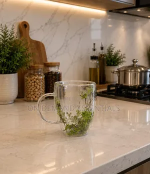 High Borosillicate Double-Wall Glass Mug With Pressed Floral Designs