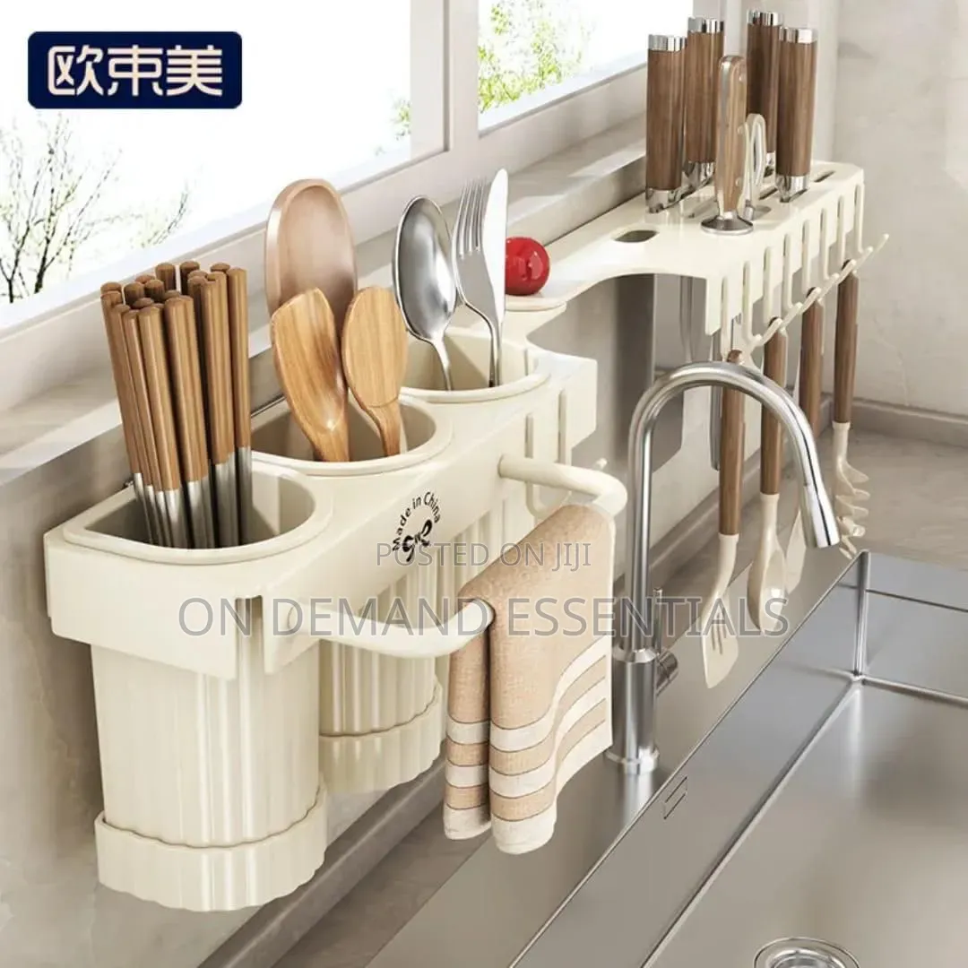 Multifunctional Wall Mounted Cutlery Storage Rack