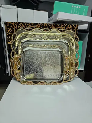 3 PCS Rectangular Stainless Luxury Premium Serving Trays