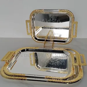 3 PCS Rectangular Stainless Luxury Premium Serving Trays